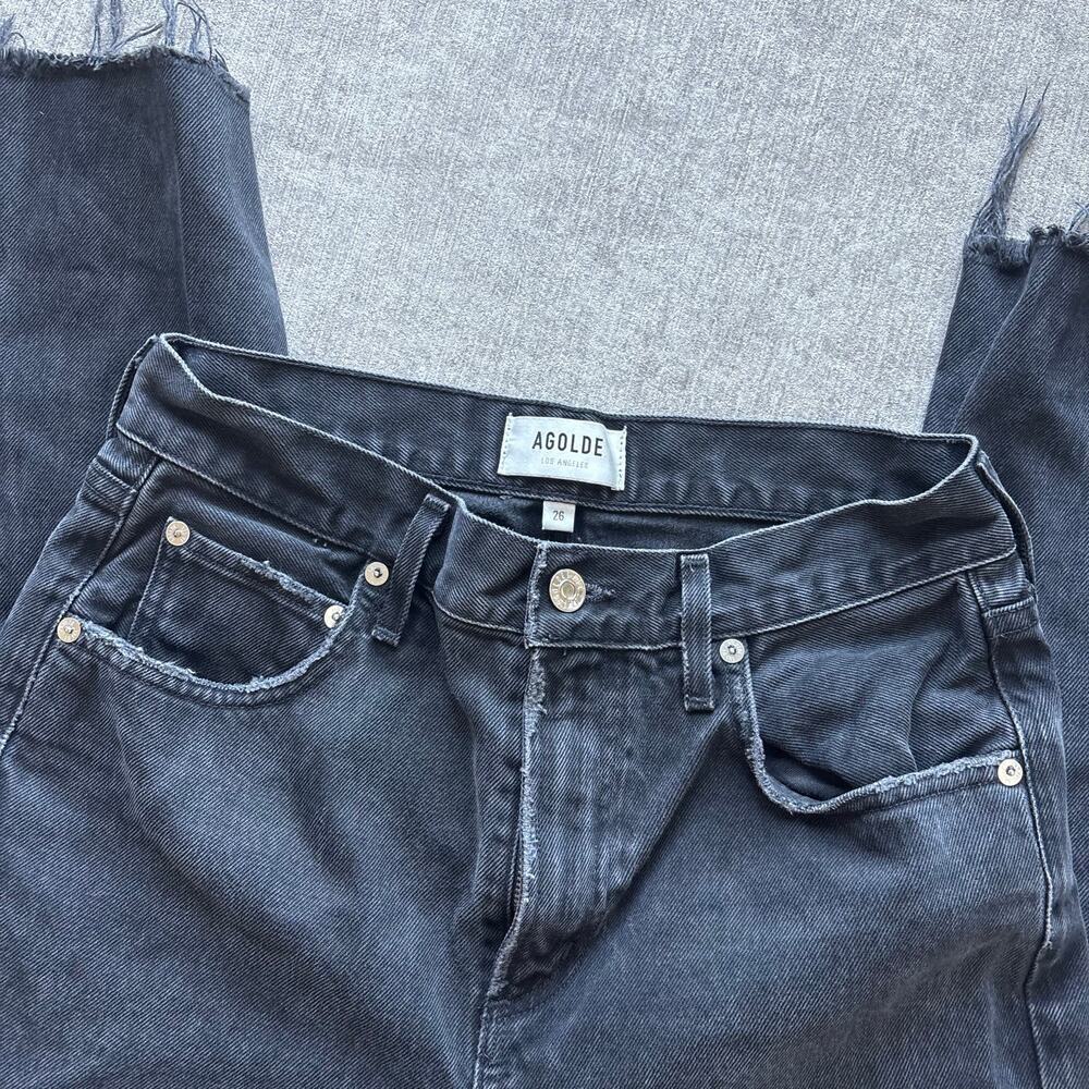 Agolde Black High Rise Cherie Distressed Jeans - Picture 2 of 4